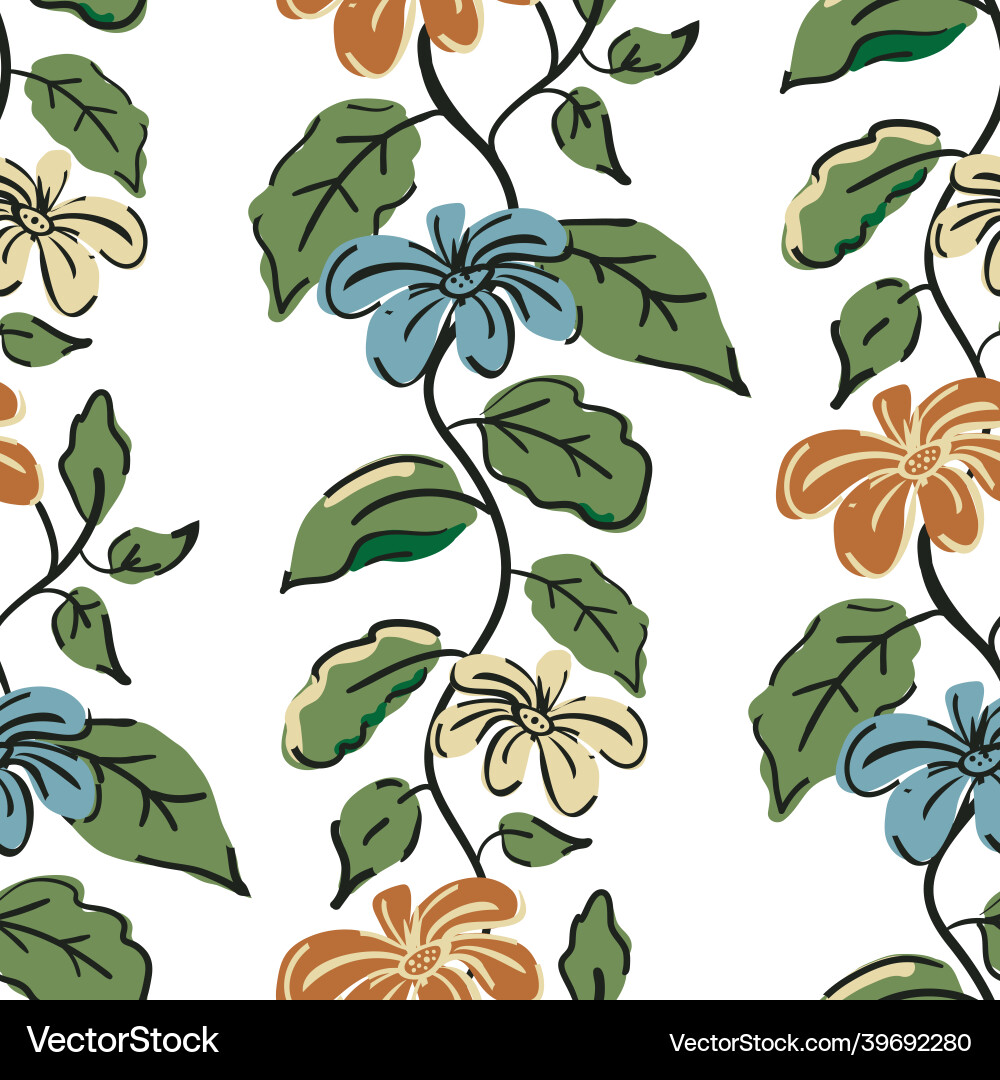Trailing florals seamless pattern Trailing florals seamless pattern vector image