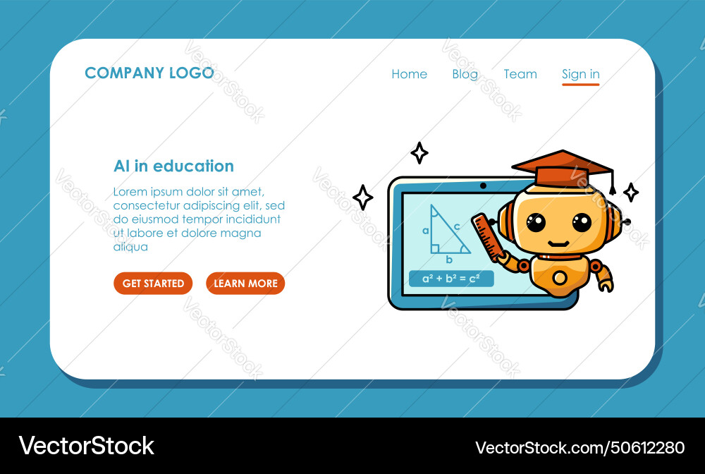 Web page design about using ai for education Web page design about using ai for education Vector Image