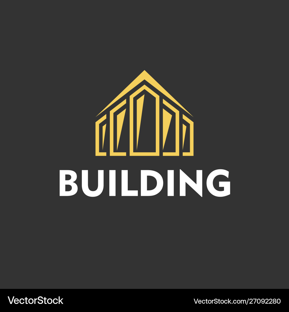 Yellow logo for building company on black Yellow logo for building company on black vector image