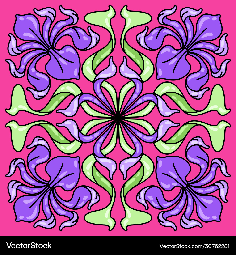 Art nouveau ceramic tile pattern floral motifs Art nouveau ceramic tile pattern floral motifs vector image