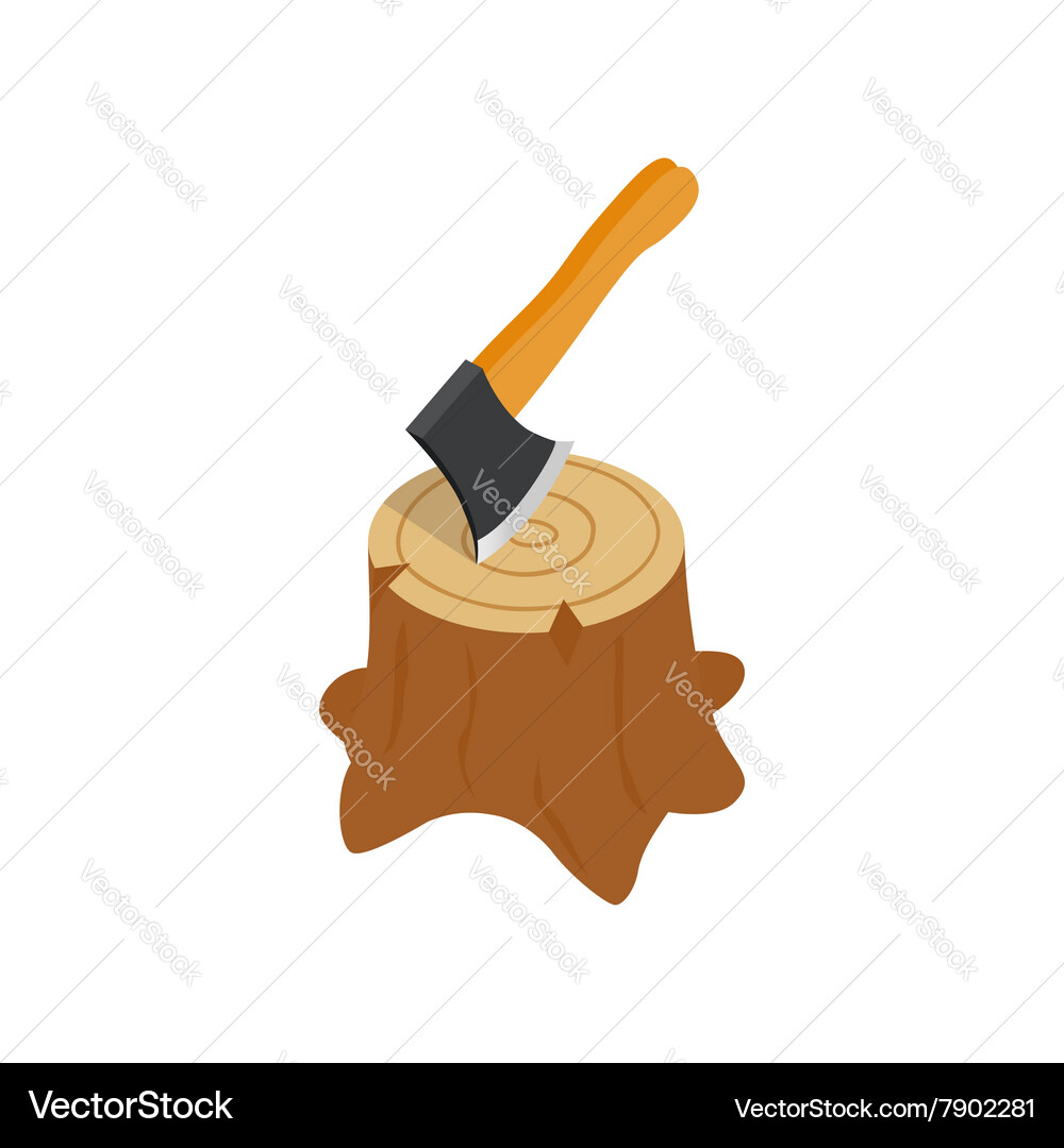 Axe in stump icon isometric 3d style Vector Image
