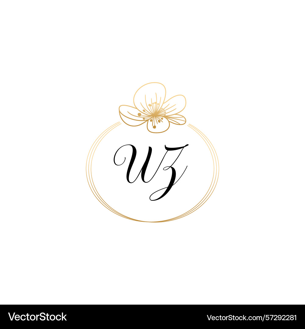 Botanical monogram logos with initial wz Vector Image