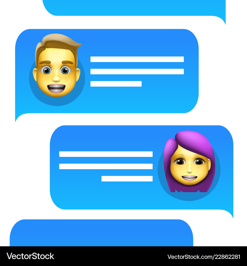 Chat bot man and woman emoji concept modern style Chat bot man and woman emoji concept modern style vector image