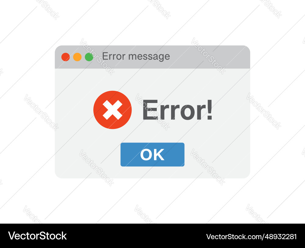 Error message icon in flat style computer window Error message icon in flat style computer window vector image