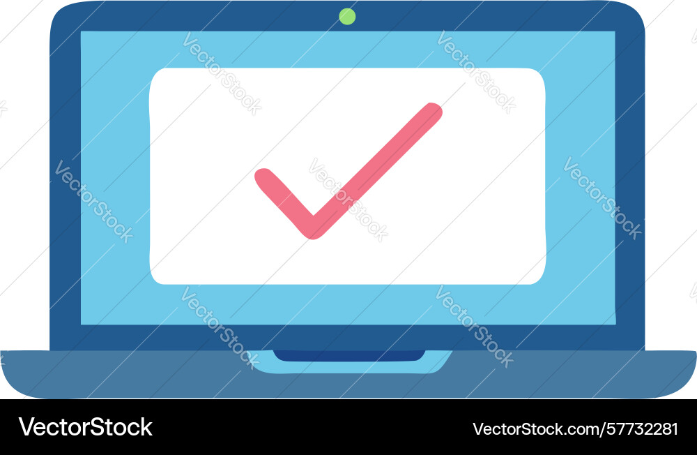 Laptop with checkmark - task completion icon vector image