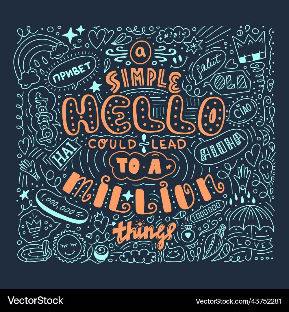 Lettering simple hello in different language vector image