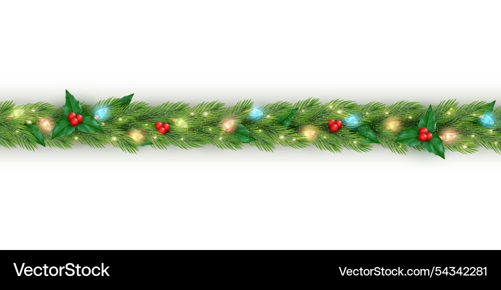 Light garland 3d merry xmas gift ribbon for noel Light garland 3d merry xmas gift ribbon for noel vector image
