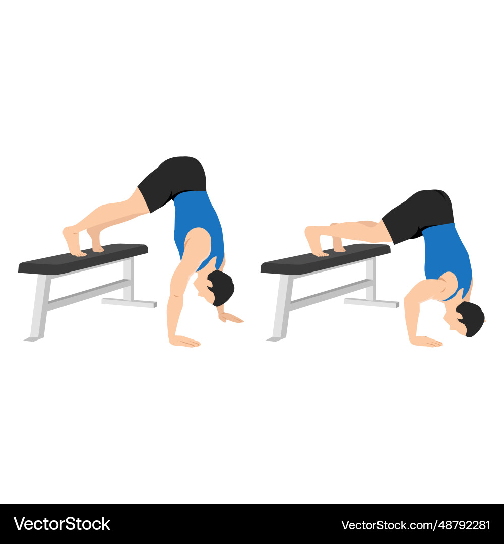 Man doing bench pike push up exercise vector image