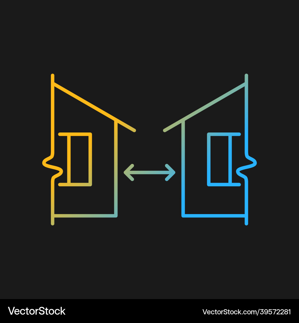 Minimum distance between buildings gradient icon Minimum distance between buildings gradient icon vector image