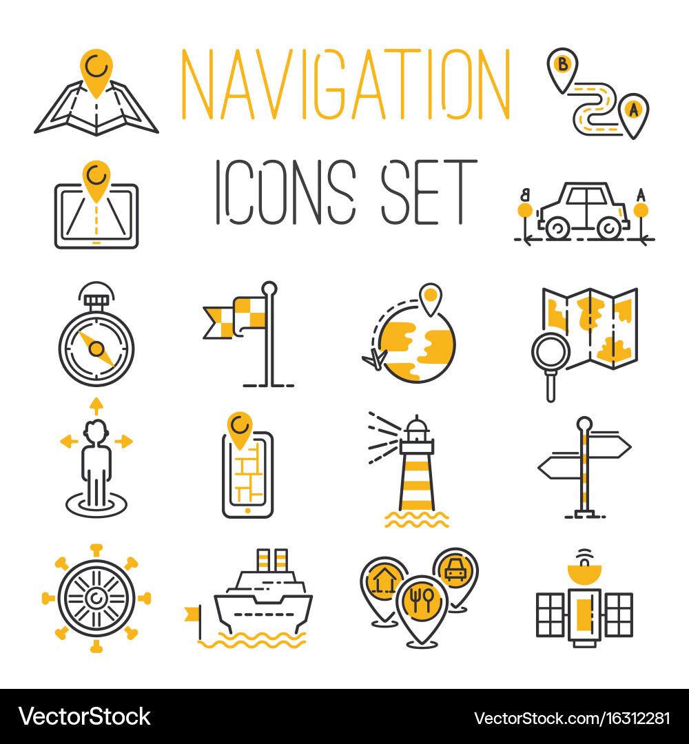 Navigation Pin Icons Set vector image