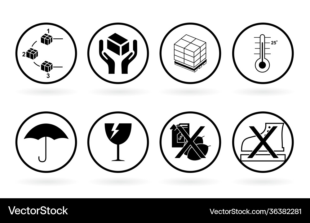 Packaging symbol fragile set collection Vector Image