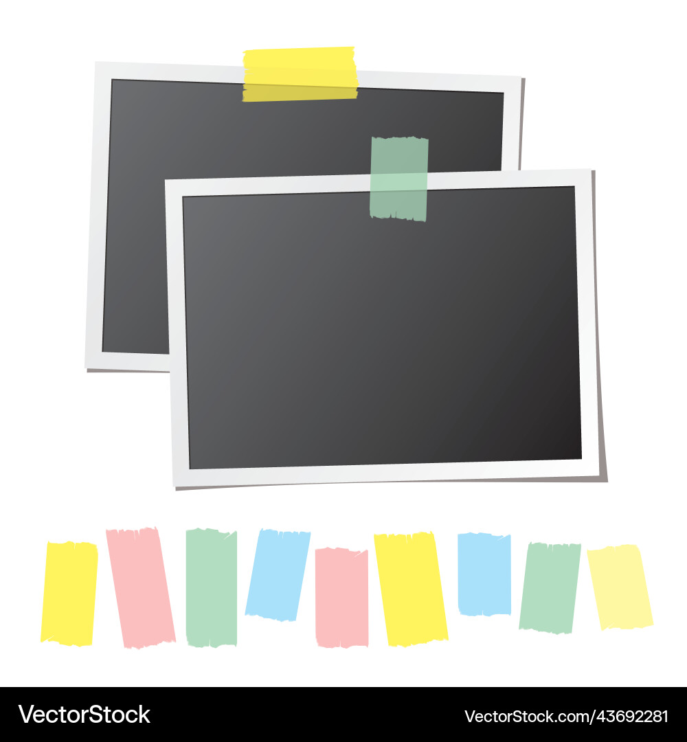Retro photo frames with collection of colorful Retro photo frames with collection of colorful vector image