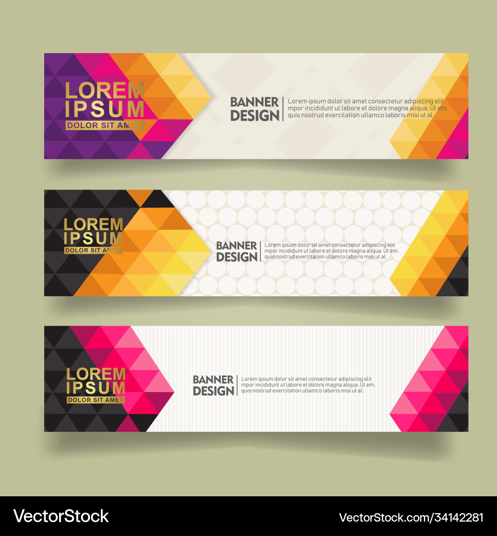 Set abstract banner template design with triangle Set abstract banner template design with triangle vector image