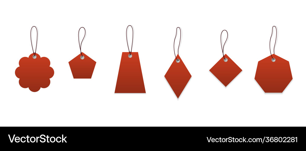 Set red blank labels with different shape Set red blank labels with different shape vector image