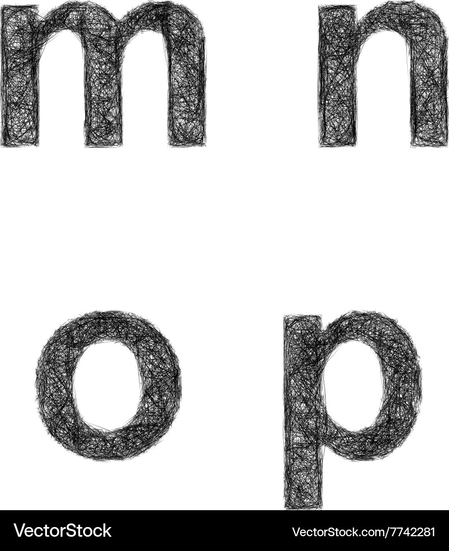 Sketch font set - lowercase letters m n o p vector image