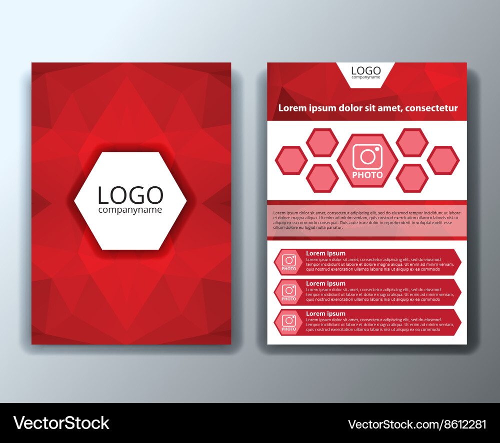 Template flyer with polygonal background Vector Image