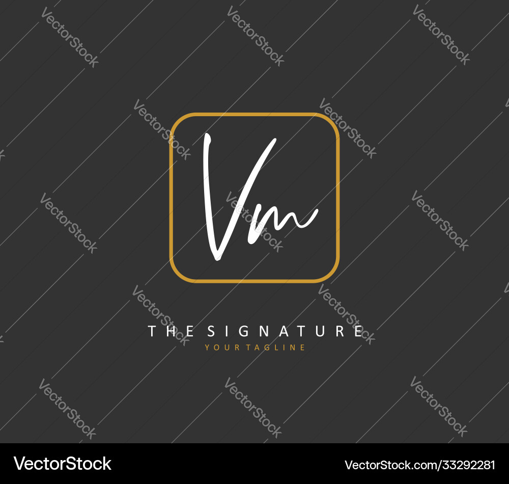 V m vm initial letter handwriting and signature Vector Image