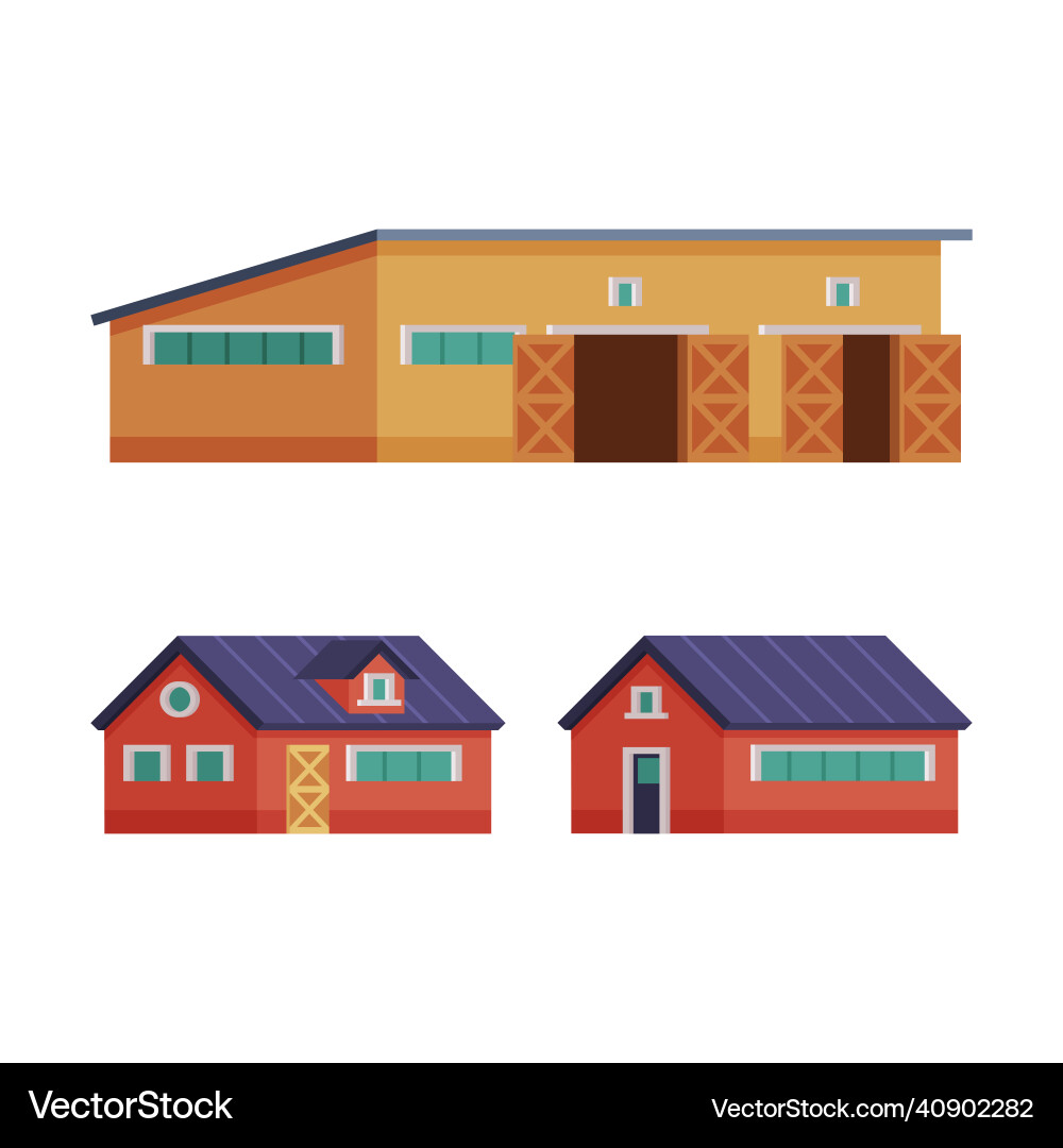 Barn or granary for crop storage set Barn or granary for crop storage set vector image