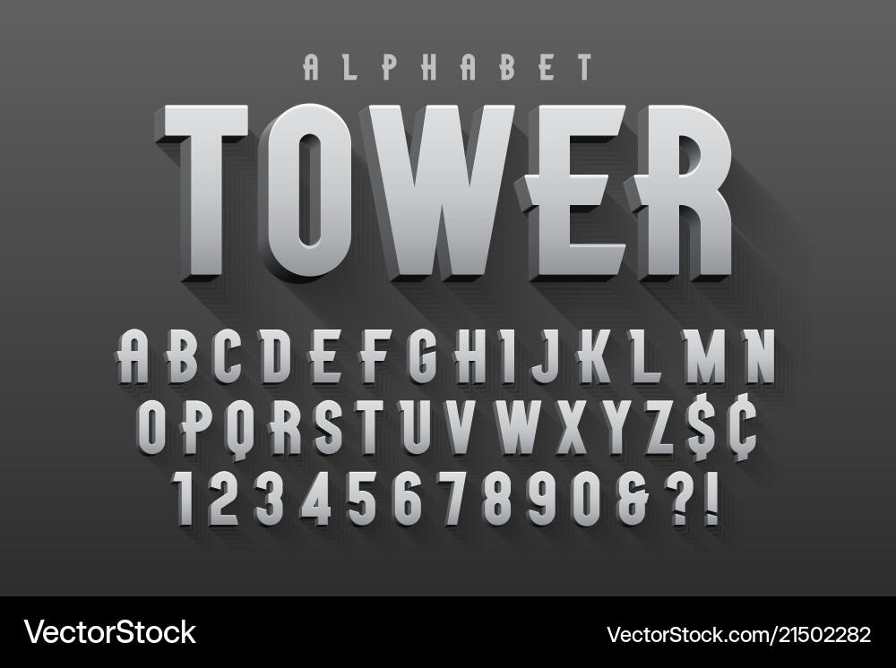 Condensed Display Font - Letter Set Vector Image
