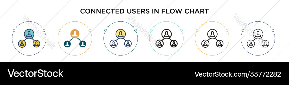 Connected users in flow chart icon filled thin Connected users in flow chart icon filled thin vector image