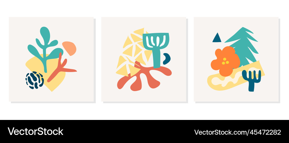 Hand drawn abstract set flora shape with color Hand drawn abstract set flora shape with color vector image