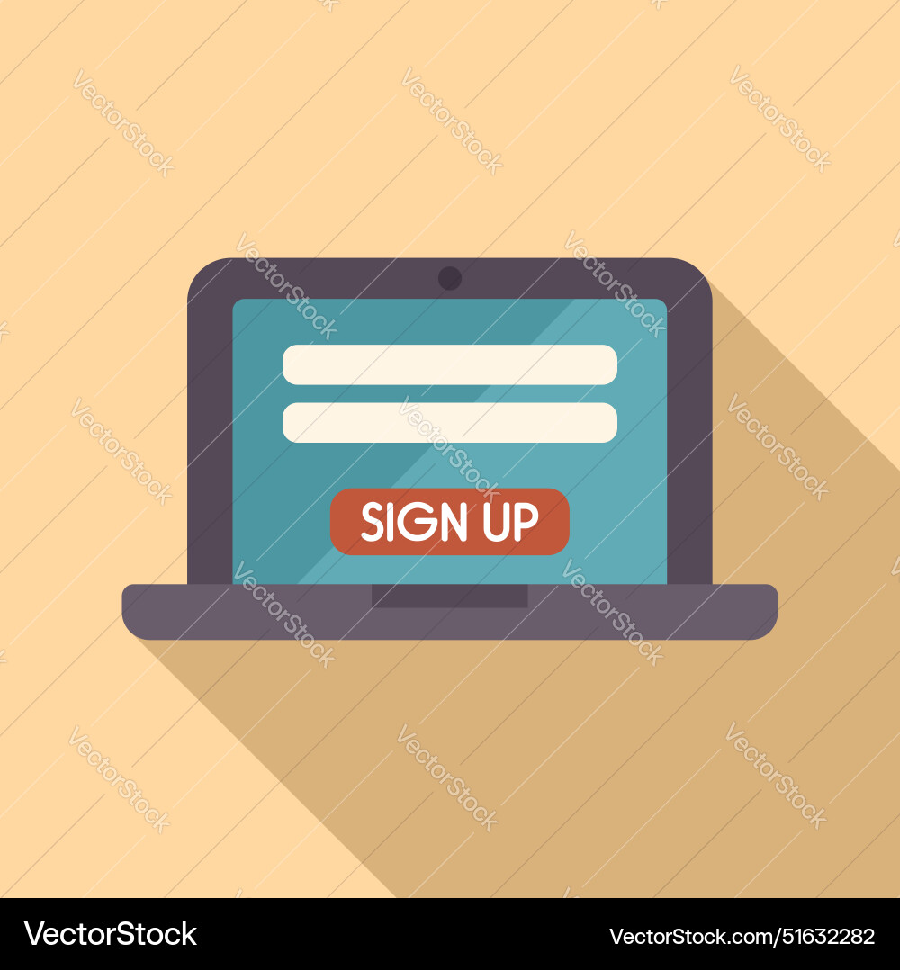 Laptop showing sign up form on screen for creating Laptop showing sign up form on screen for creating vector image