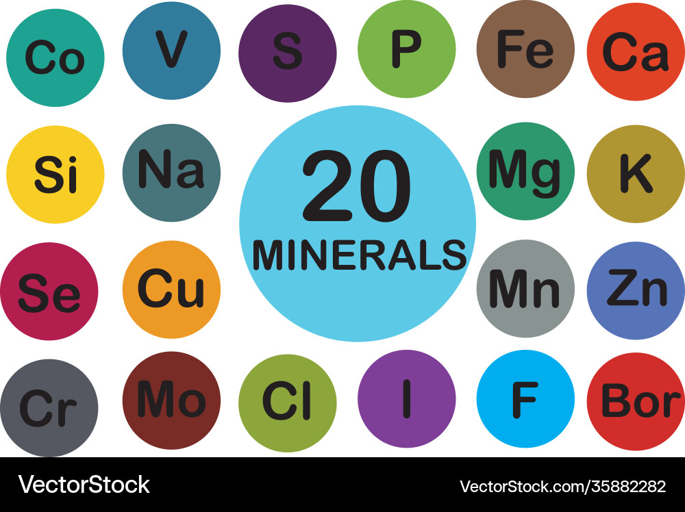 Minerals microelements and macro elements useful Minerals microelements and macro elements useful vector image