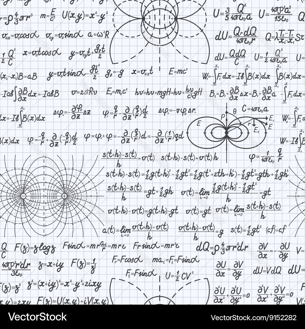 Physics seamless pattern backdrop notebook vector image