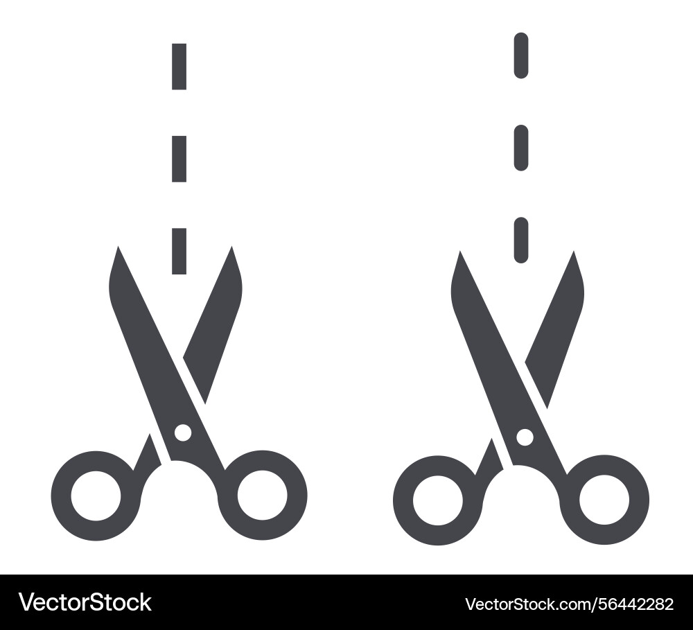 Scissors with cut lines solid Vector Image
