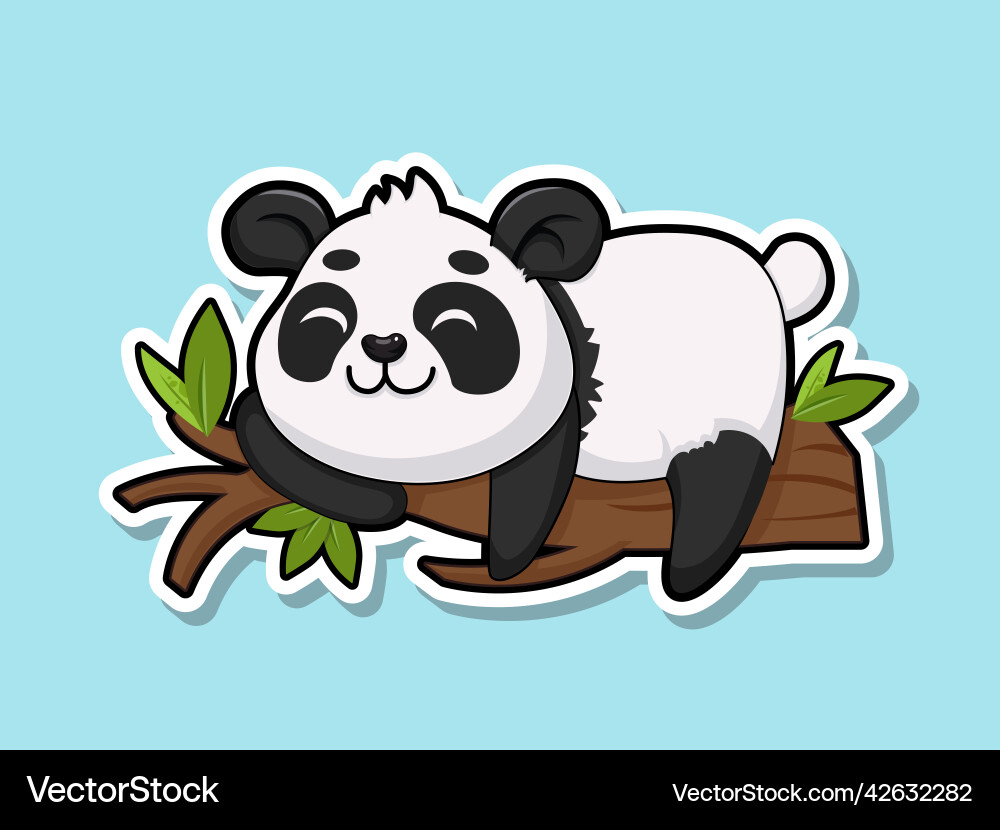 Süße Cartoon Panda Aufkleber Maskottchen Tier Süße Cartoon Panda Aufkleber Maskottchen Tier vektorbild
