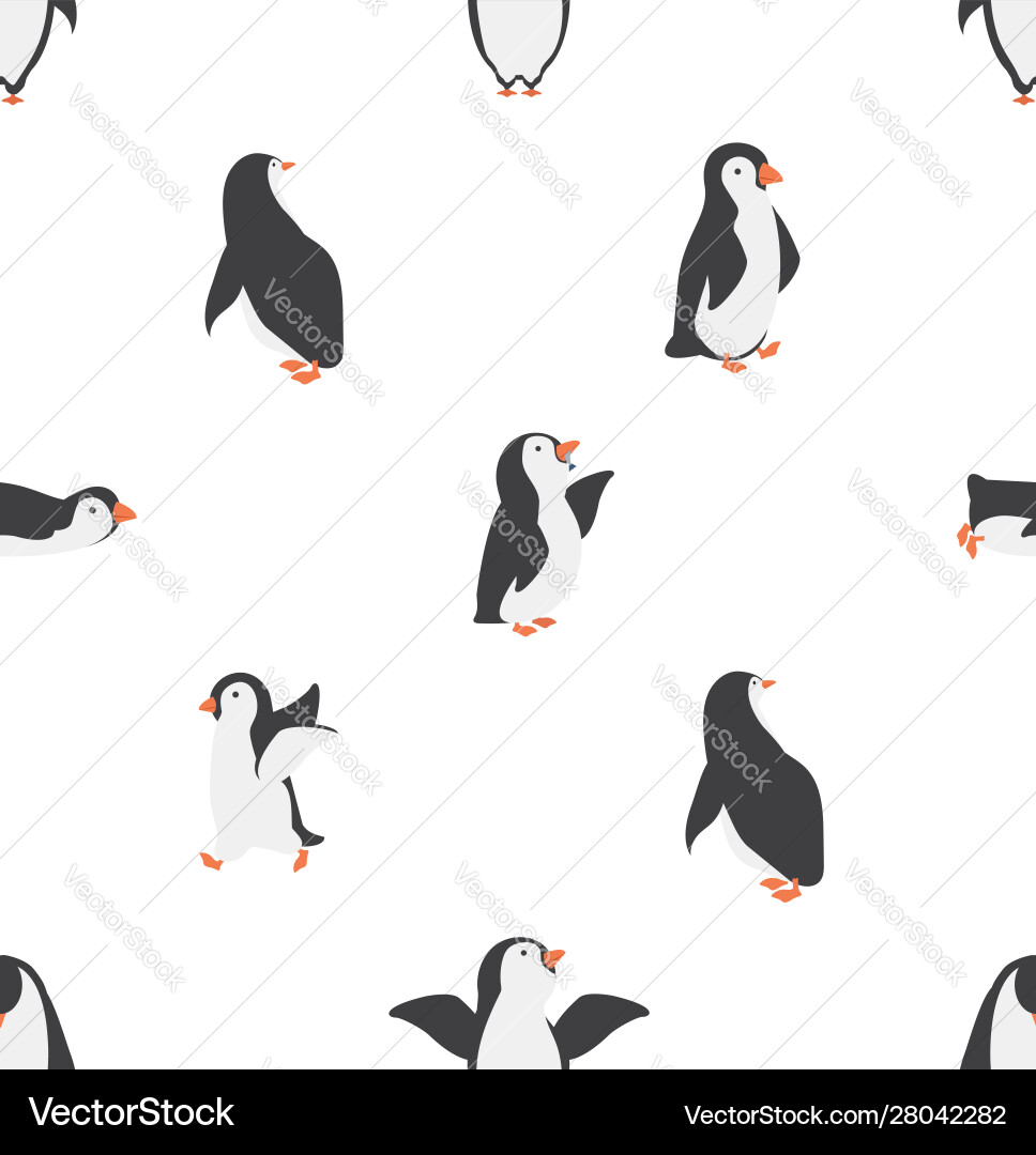 Seamless penguins characters pattern Vector Image