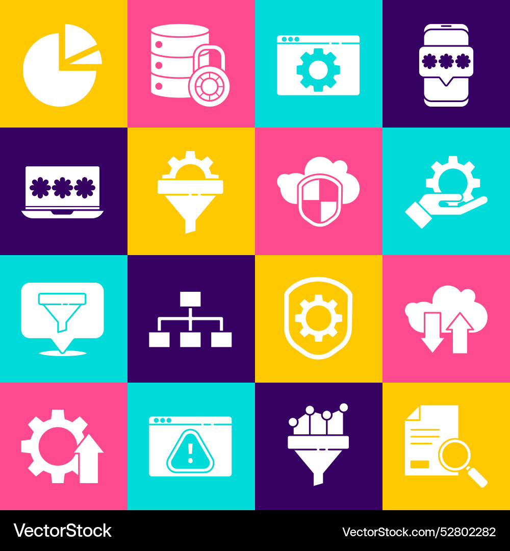 Set document with search cloud download vector image