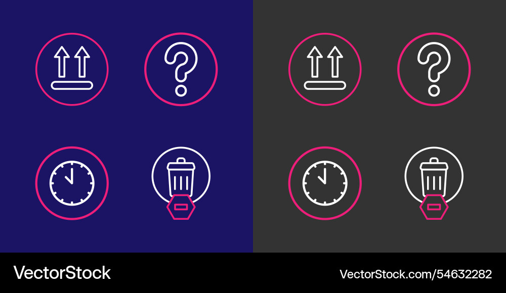 Set line trash can clock unknown search Set line trash can clock unknown search vector image