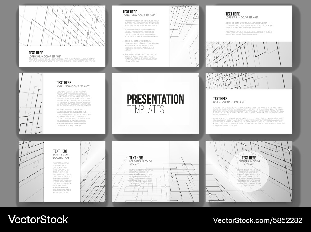 Set of 9 templates for presentation slides vector image