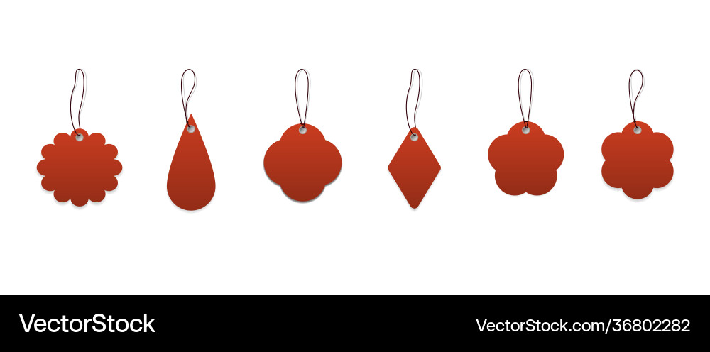 Set red blank labels with different shape Set red blank labels with different shape vector image