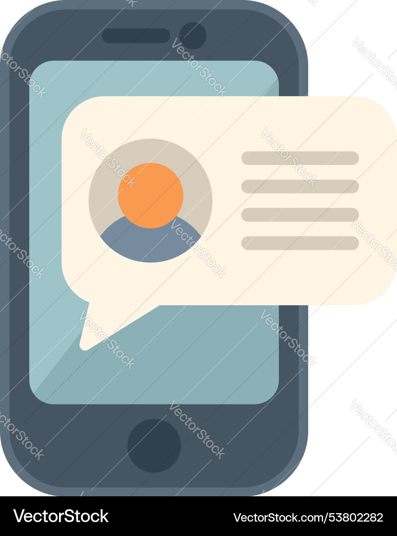 Smartphone showing new message notification from Smartphone showing new message notification from vector image