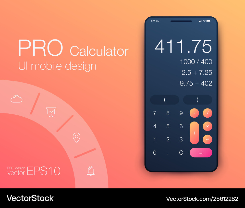 Smartphone with calculator ui design Smartphone with calculator ui design vector image