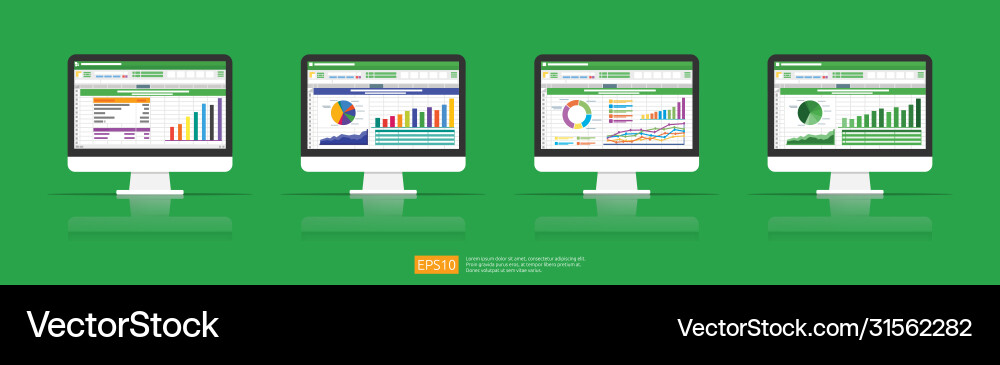 Spreadsheet on computer screen flat icon vector image