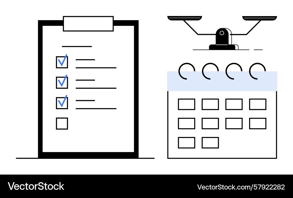 Task checklist and calendar for organizing Task checklist and calendar for organizing Vector Image