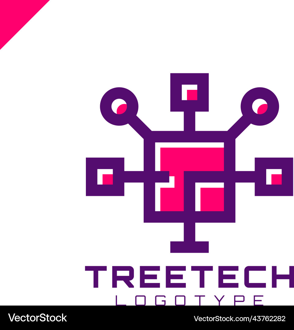 Tech tree square chip integrate technology vector image