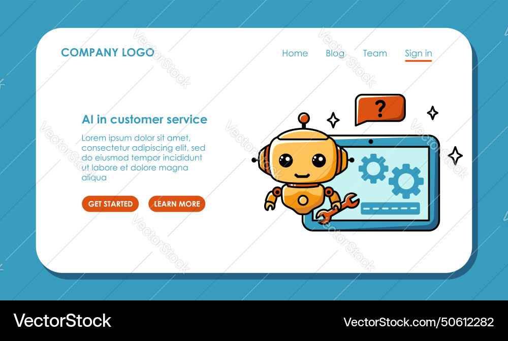 Web page design about using ai in customer Web page design about using ai in customer Vector Image