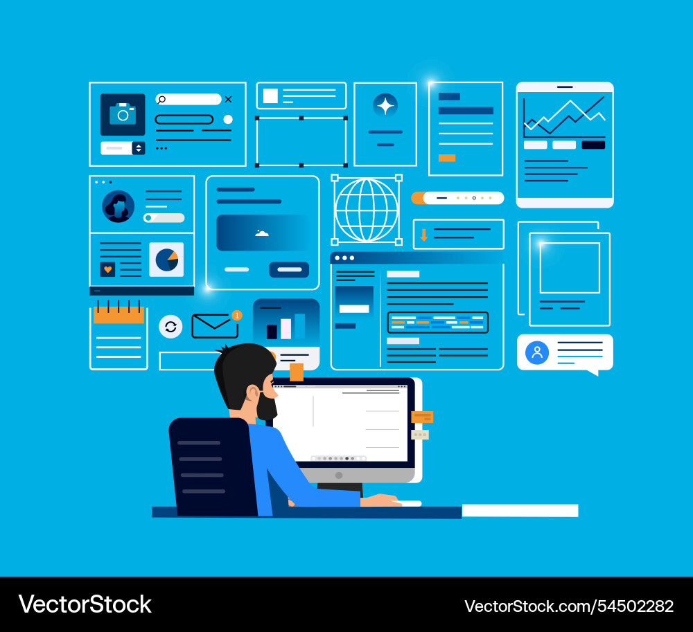 Working on a computer Vector Image