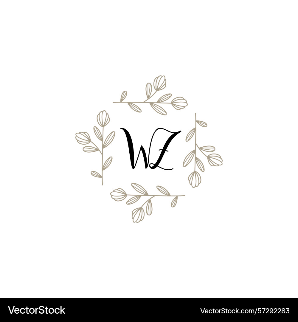 Botanical monogram logos with initial wz Botanical monogram logos with initial wz Vector Image