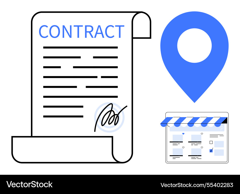 Contract agreement with an e-signature location Vector Image