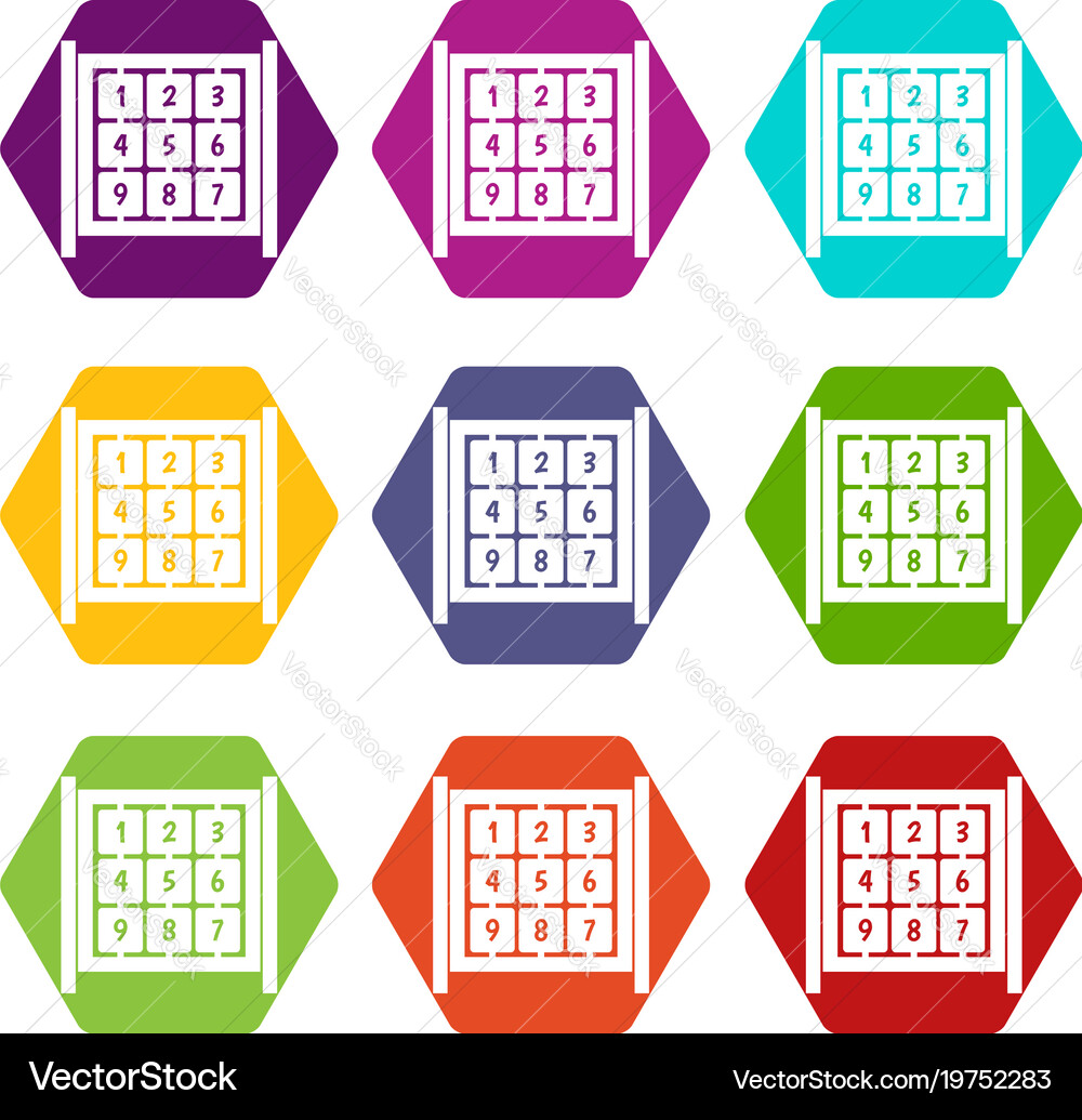 Cubes with numbers on playground icon set color Vector Image