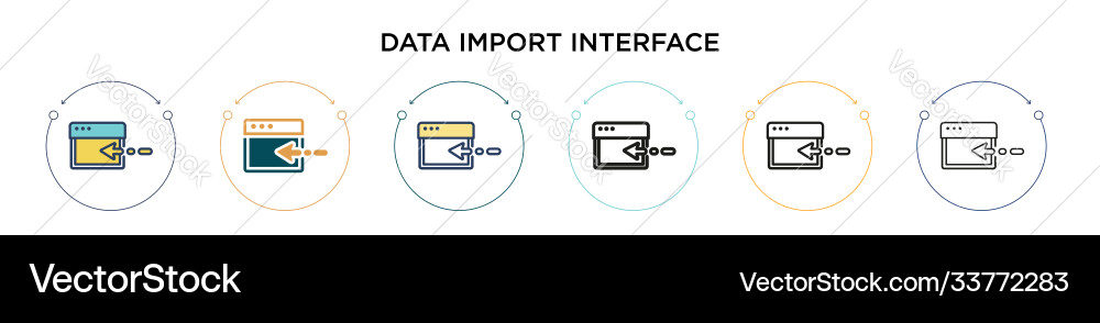 Data import interface icon in filled thin line vector image