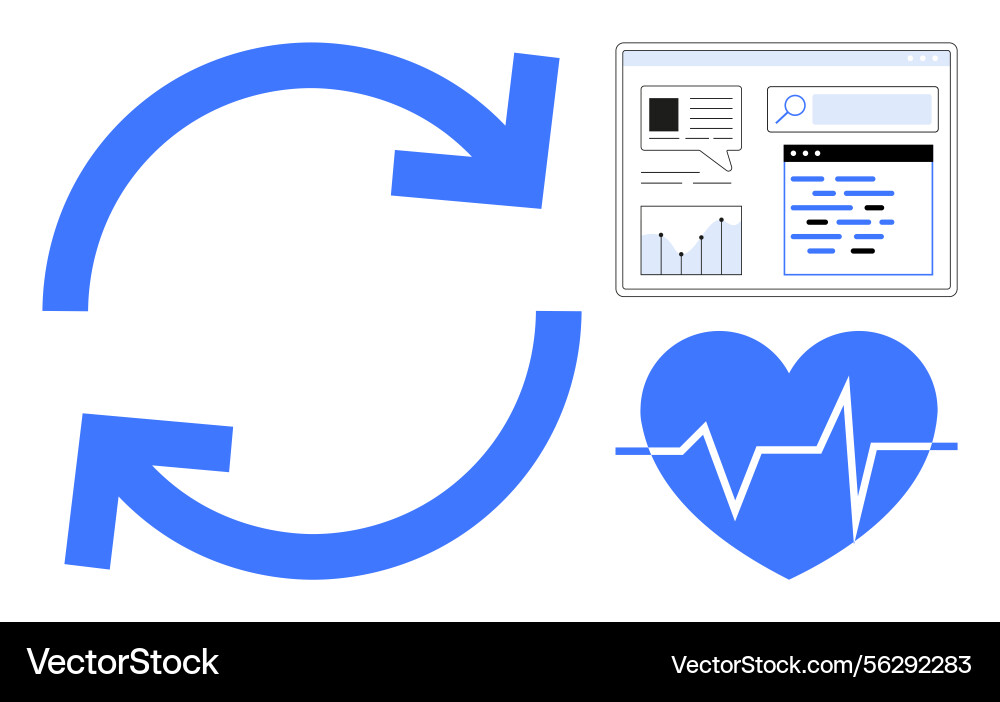 Data syncing and health monitoring concept Vector Image