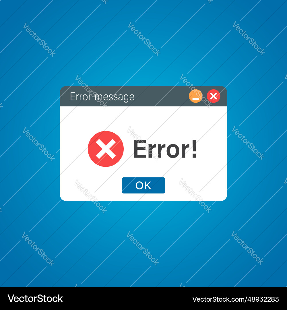 Error message icon in flat style computer window Error message icon in flat style computer window vector image