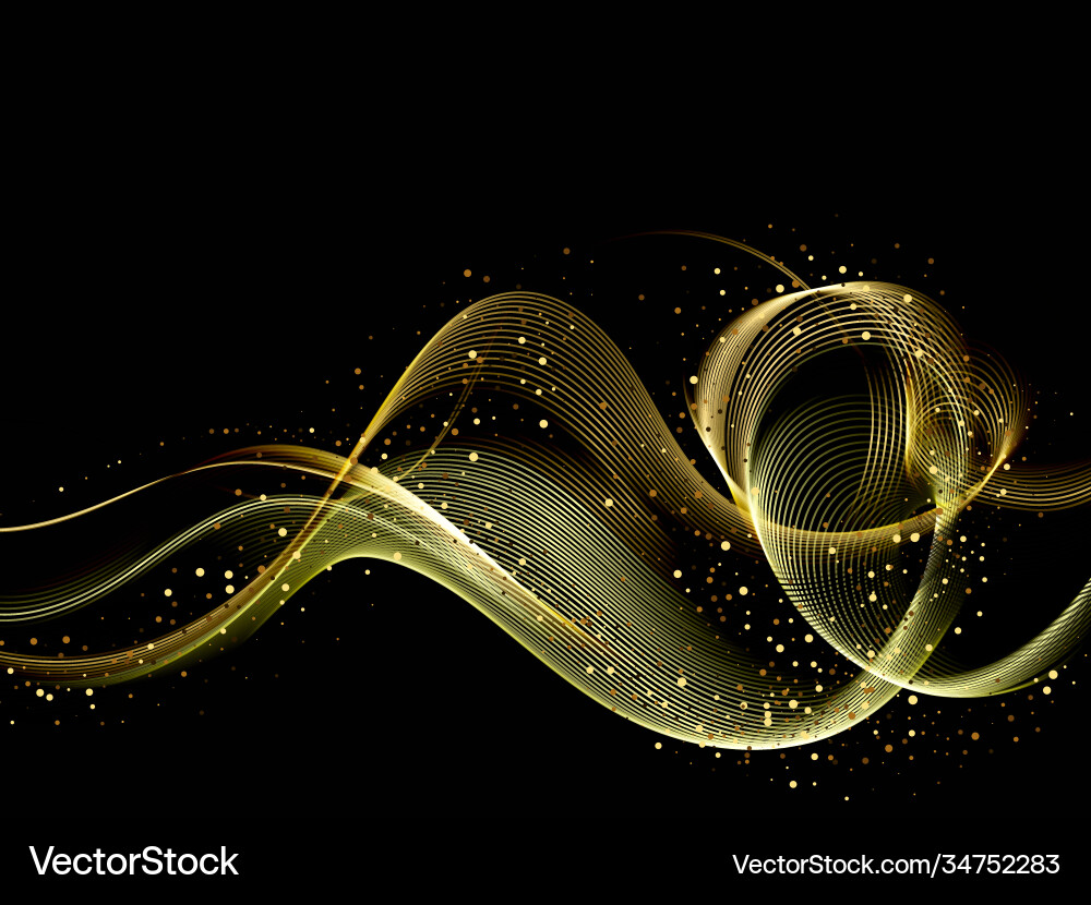 Gold wave design element with glitter effect Gold wave design element with glitter effect vector image