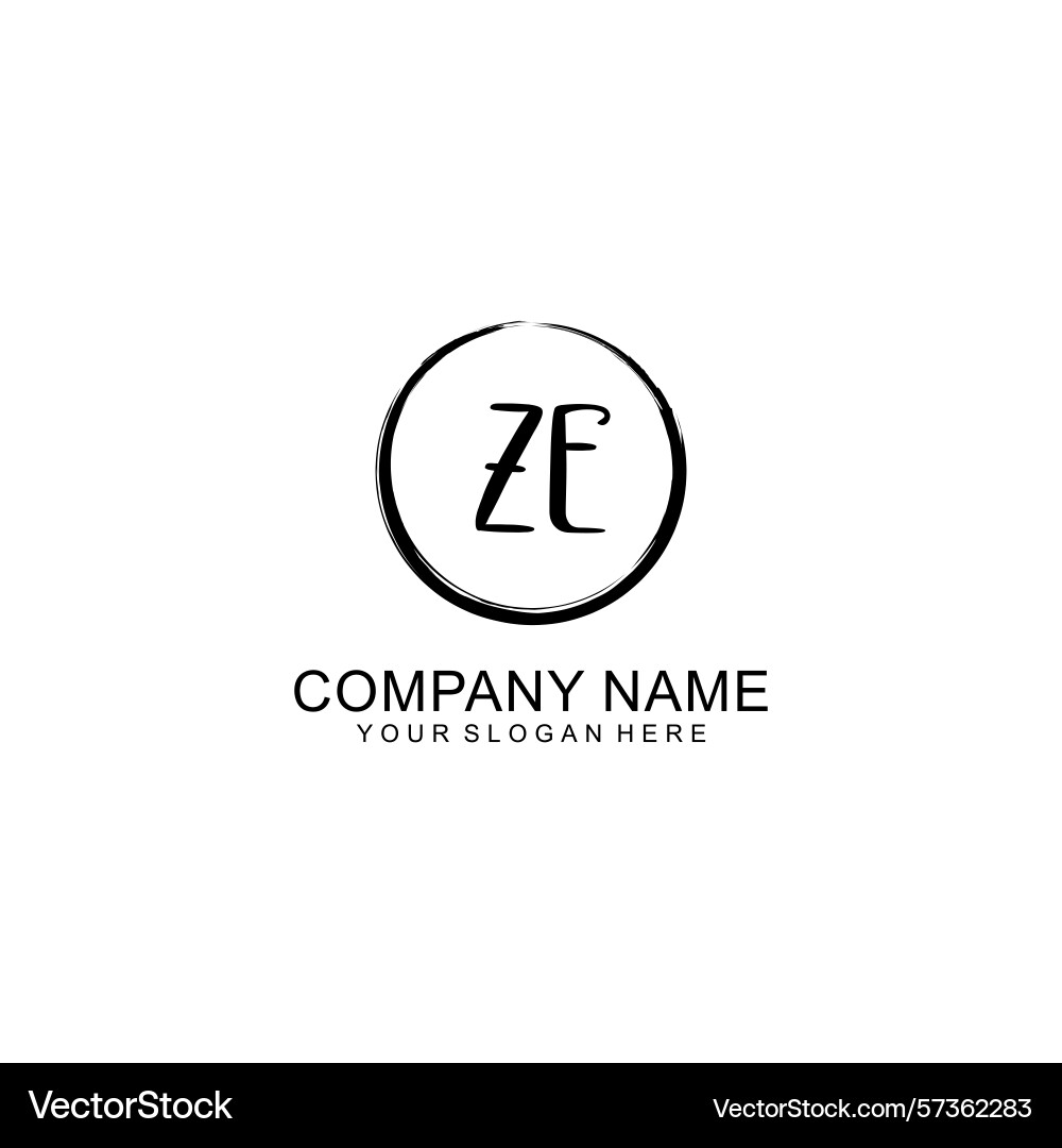 Handwritten ze initial logo with circle Handwritten ze initial logo with circle Vector Image